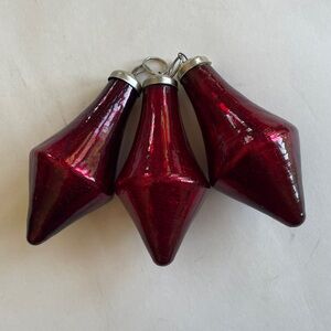 Red Glass Ornaments crackle heavy vintage